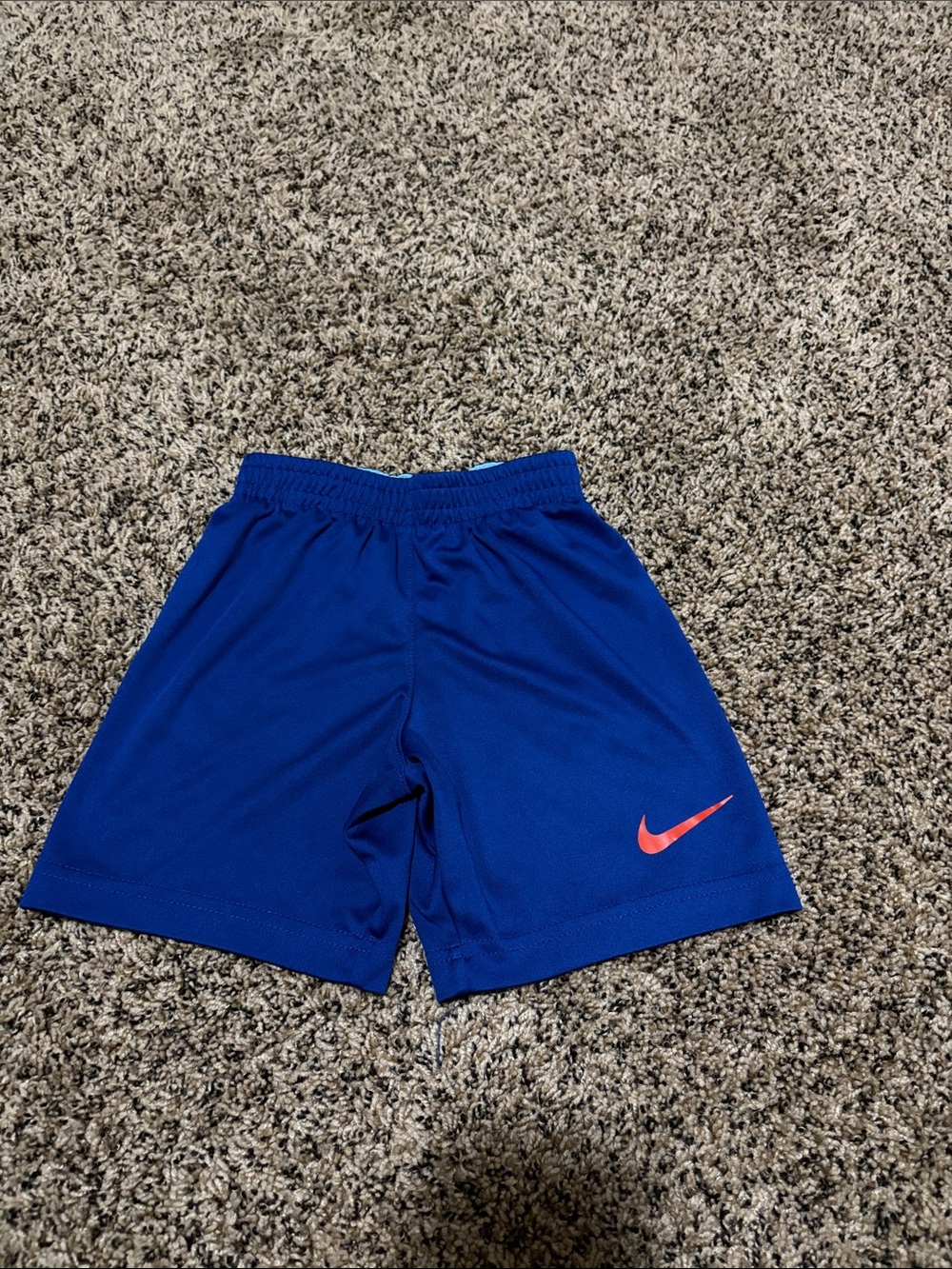 Nike Royal Blue Athletic Shorts with Orange Swoosh